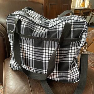 Thirty-One Away for the Weekender in Black Plaid.
